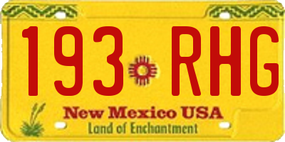 NM license plate 193RHG