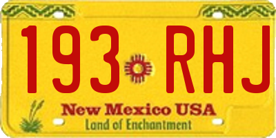 NM license plate 193RHJ