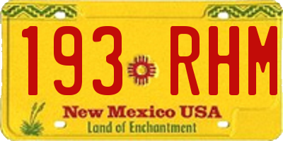 NM license plate 193RHM