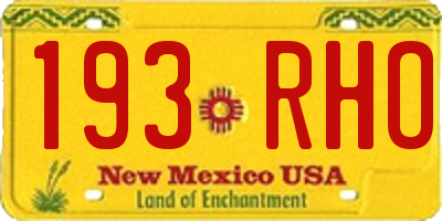 NM license plate 193RHO