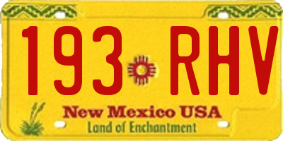 NM license plate 193RHV