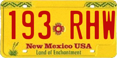 NM license plate 193RHW