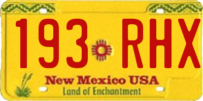 NM license plate 193RHX