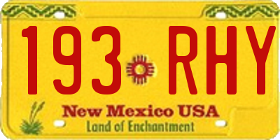 NM license plate 193RHY