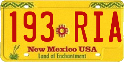 NM license plate 193RIA