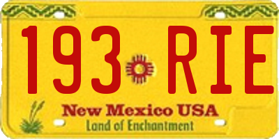 NM license plate 193RIE