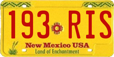 NM license plate 193RIS