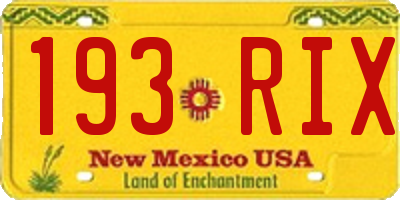 NM license plate 193RIX