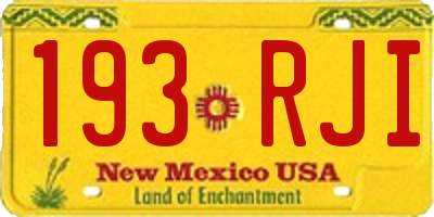 NM license plate 193RJI