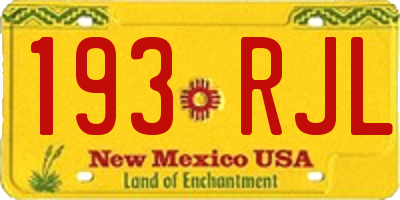NM license plate 193RJL