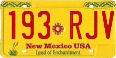 NM license plate 193RJV