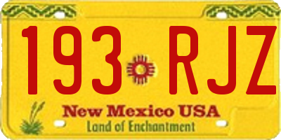 NM license plate 193RJZ