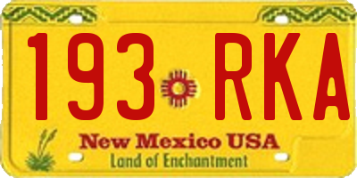 NM license plate 193RKA