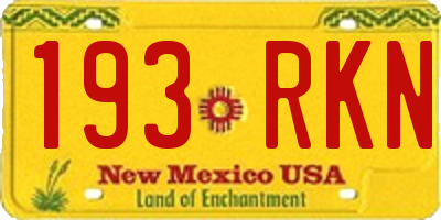 NM license plate 193RKN