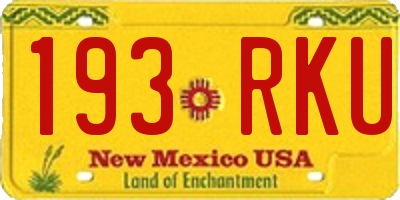 NM license plate 193RKU