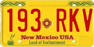NM license plate 193RKV