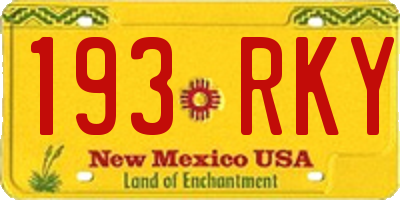 NM license plate 193RKY