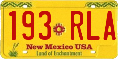 NM license plate 193RLA