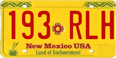 NM license plate 193RLH
