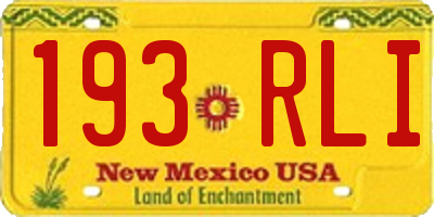 NM license plate 193RLI