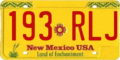 NM license plate 193RLJ