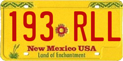 NM license plate 193RLL