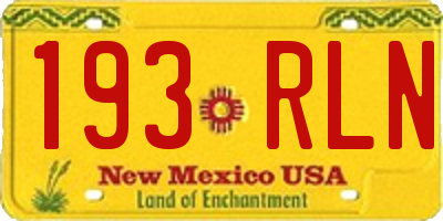 NM license plate 193RLN