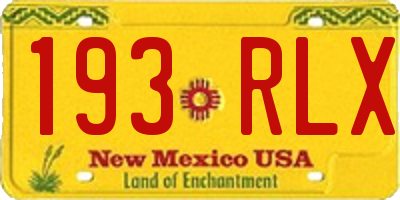 NM license plate 193RLX