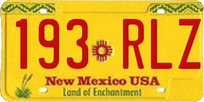 NM license plate 193RLZ
