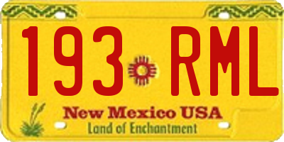 NM license plate 193RML
