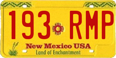 NM license plate 193RMP