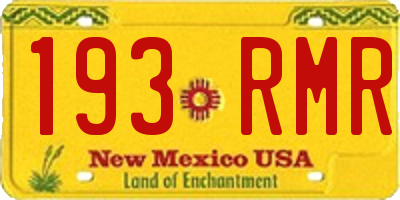 NM license plate 193RMR