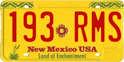 NM license plate 193RMS