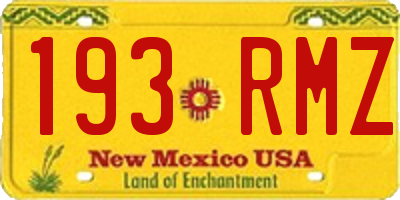 NM license plate 193RMZ
