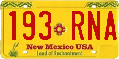 NM license plate 193RNA