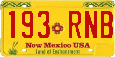 NM license plate 193RNB