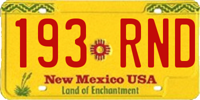 NM license plate 193RND