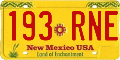 NM license plate 193RNE