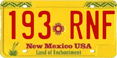 NM license plate 193RNF