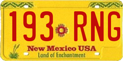 NM license plate 193RNG