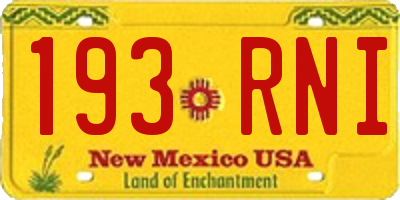 NM license plate 193RNI