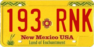 NM license plate 193RNK