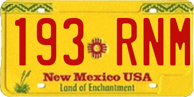 NM license plate 193RNM