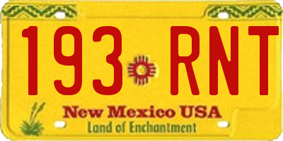 NM license plate 193RNT