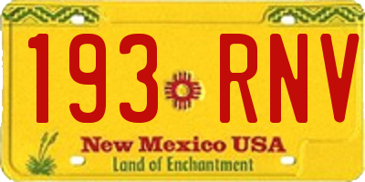 NM license plate 193RNV