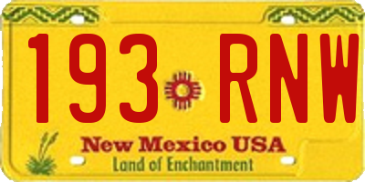 NM license plate 193RNW