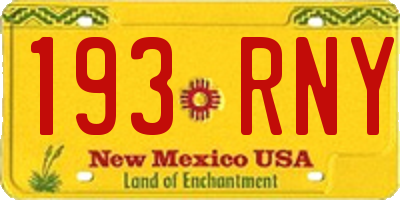 NM license plate 193RNY