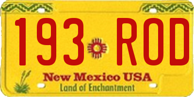 NM license plate 193ROD