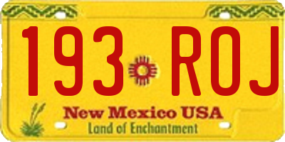 NM license plate 193ROJ