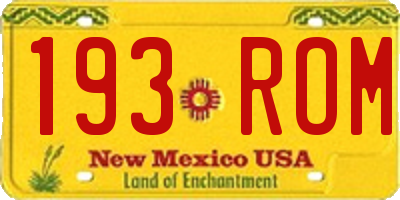 NM license plate 193ROM